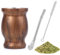 Taza de Mate Aislamiento Térmico para Bebidas: 230ml Color de la veta de la Madera Set Yerba Mate con Paja y Cepillo - Té Café Leche Jugo