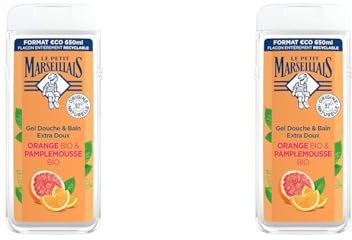 Le Petit Marseillais Gel douche Extra Doux Orange & Pamplemousse 650ml (Lot de 2)