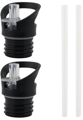 Salty Mind Tapa de repuesto, accesorio para beber con pajita, tapa de pajita, colador de té para botella de agua de acero inoxidable, botella de boca ancha con un diámetro de apertura de 45 mm (negro,