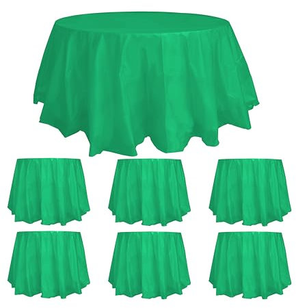 ZeriTlolen Confezione da 6 tovaglie rotonde usa e getta in plastica PEVA usa e getta da 213,4 cm, colore verde, resistenti all'acqua, per matrimoni, banchetti, ristoranti, barbecue, feste, cene