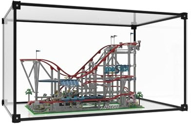 VaVaVia Acryl Vitrine Schaukasten, Transparent Stapelbar Vitrine, Sammlervitrine Box Staubdicht Selbstaufbau mit Tür Für Spielzeug Figuren Modellautos Sammelfiguren Sammlung (55x30x40cm)