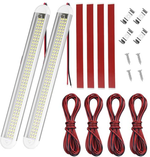HUAZIZ Barra luminosa LED, 2Pcs 120 LED Barra Luminosa per Interni, 12V-85V Barra Lampada Illuminazione Universale con Interruttore ON/OFF, per Auto, Camion, Camper, Furgone, Roulotte, Barca