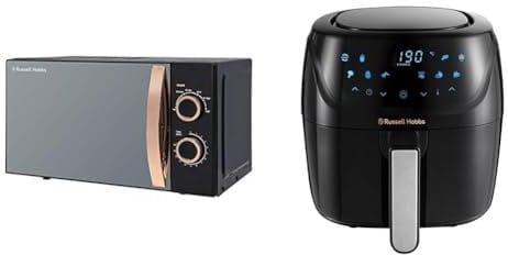 Russell Hobbs RHM1727RG 17 Litre 700 W Rose Gold Solo Microwave with 5 Power Levels & 4L Rapid Digital Air Fryer [7 Cooking Functions |10 Programs] Energy Saving