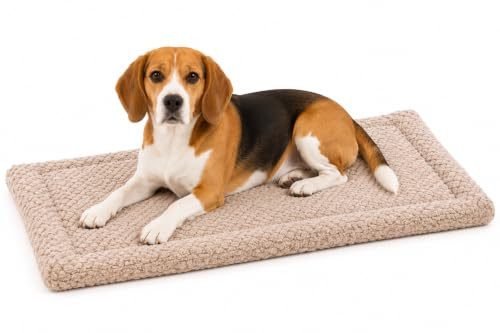 hundebett - katzenbett - rechteckiges Jacquard Kissen Taupe - für Drahtkäfige und Transportboxen geeignet - waschbar - 70,5 x 41,5 cm - Flamingo