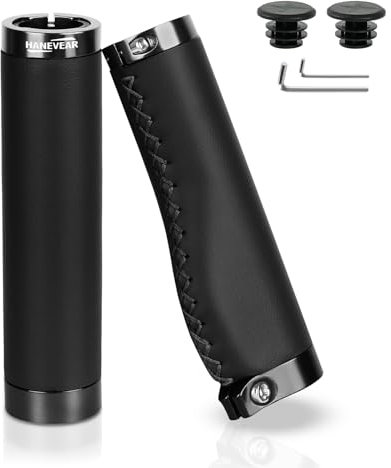2 Stück Fahrradgriffe Ergonomische Lenkergriffe, PU Leder Fahrradlenker, Lock-on Design I Optimierten Grip & Komfort Softe Fahrrad Lenker Griffe Geeignet Für E-Bike, Trekkingrad, Cityrad (Schwarz)