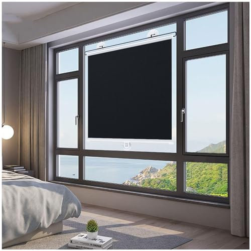 Store Enrouleur Occultant 99%, Store Enrouleur À Ventouse sans Perçage, Store À Rouleau pour Fenêtres De Toit, Rideaux Occultants, Store Pare-Soleil, Protection Solaire/UV,Black-45x200cm/18 * 79in