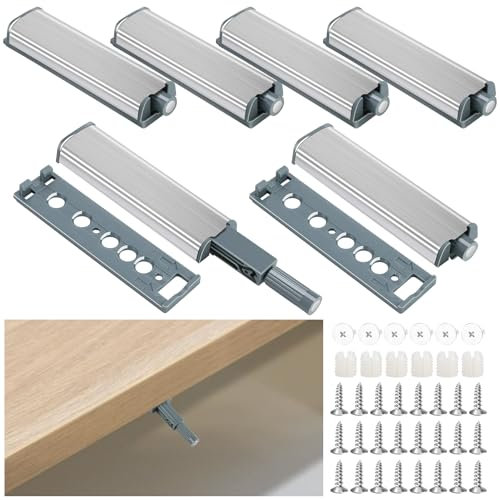 Taoduod 6 Pz Amortiguadores Magnéticos Pulsador Puerta Armario Magnetica Aceros Inoxidables Cierre Magnetico Puerta Push para Armario Presionar Abrir el Pestillo de Captura Abridor de Puerta Pulsador