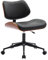 sweeek - Chaise de Bureau à roulettes décor Bois courbé placage Effet Noyer et Simili Cuir Noir
