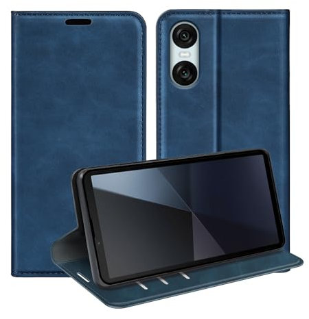leleyo Hülle für Sony Xperia 10 VI Handyhülle Magnet Kartenfach Standfunktion Klapphülle für Sony Xperia 10 VI Klappbar Flip Case, Blau