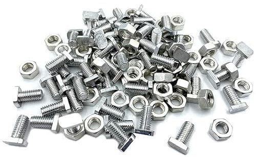 Bettli Greenhouse Nuts and Bolts,50 Sets Aluminium Greenhouse Hex Nuts and Cropped Head Bolts for Building and Repairing Greenhouse Accessories