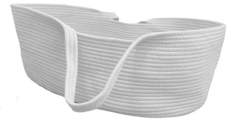 Baby Moses Moses Moses Babykörbchen mit Baumwollseil, Handwanne für Babys, faltbar, aus Baumwollseil, tragbar, für Neugeborene, für Zuhause,, weiß, Consulte la descripción