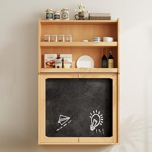 JIAOCKJIAO Schwimmender Esszimmertisch, Klappbarer Esstisch, Küchentisch, Wand-Esstisch, 2-lagiges Staufach, Hängender Beistellschrank, Platzsparender Klappbarer Bartisch