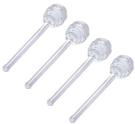 PRETYZOOM 4 Piezas agitador de Miel Honey Sticks Cucharas de Jarabe Cucharada de Miel Jarra dispensar llovizna Vaso Mezclador Cuchara para Miel palitos de Miel Vidrio Reutilizable