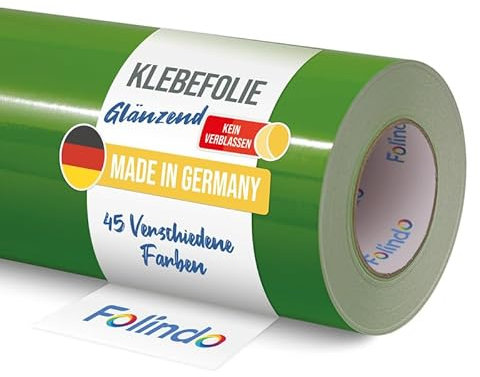 FOLINDO Möbelfolie selbstklebend 621 063 Lindgrün Glanz Vinyl 5m x 126 cm Klebefolie Möbel, Klebefolie Küche, Möbelfolie, Folie für Möbel, Möbelfolie selbstklebende Folie, Küchenfolie selbstklebend