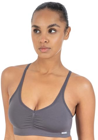 SMILODOX Sport BH Damen Solid Scrunch Icon, herausnehmbare Cups, Shaped Fit, V-Ausschnitt, blickdichter Push Up BH, verstellbare Träger, ohne Bügel, ideal für Gym, Fitness, Laufen & Training