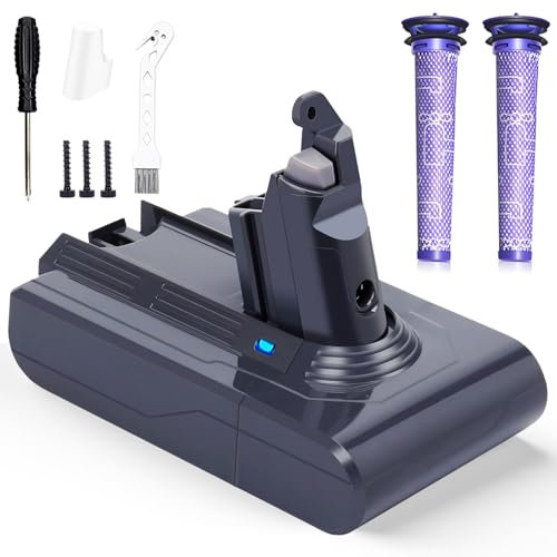 Lestele 6000mAh Batterie pour Dyson V6 DC62 DC61 DC59 DC58 DC72 DC74 SV03 SV05 SV06 SV07 SV09 Animal Pro Fluffy Total Clean Trigger Motorhead Slim Original Aspirateur