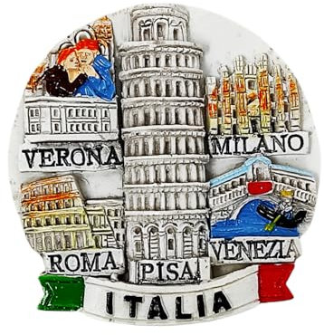 Kühlschrankmagnet 3D Harz Italien Verona Mailand Rom Venedig Souvenir Geschenk Home Kitchen Sammlerstück Durchmesser 6,5 cm (V-60450)