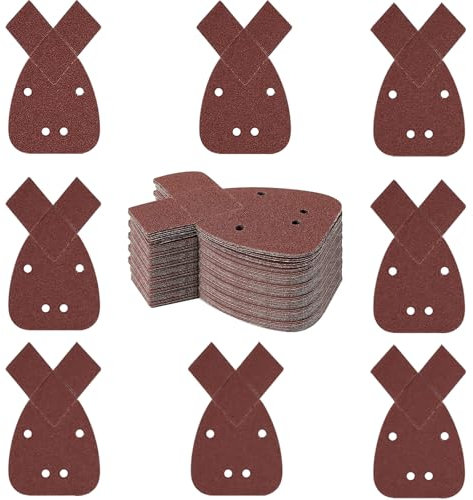 UptVin 80pcs Black and Decker Mouse Sander Pads, Mouse Sanding Sheets with 2 Replaceable Tips Assorted 40/60/80/120/180/240/320/400 Grits for Dust Extraction Fit Black and Decker Detail Palm Sander