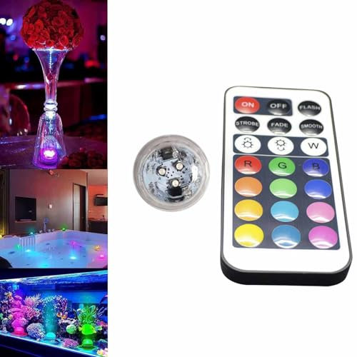 Mini luci a LED sommergibili con telecomando, piccole candele subacquee impermeabili IP67, luci d'accento RGB multicolore senza fiamma, funzionamento a batteria, per vaso, piscina, stagno, auto, luci