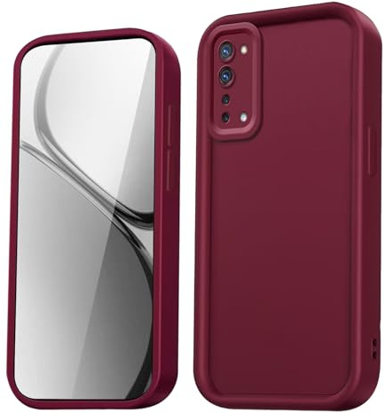 HAOYE Hülle für Oppo Find X2 Lite Schutzhülle, Silikon Stoßfeste Handyhülle mit Erhöhten Rändern/Verstärkten Ecken Schlichtem Design Case - Weinrot