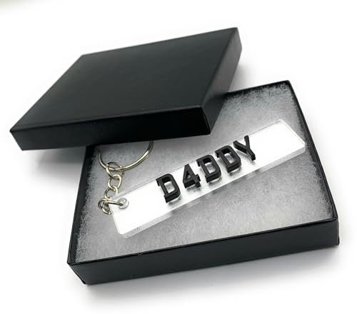 Car Number plate Keyring Car Registration Licence Plate Key Ring Name Keychain, Number Plate Father's Day, Mother's Day, Valentine's Day, Birthday Unique Idea with Box (D4DDY, Reflective White)