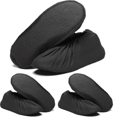 Woetwoat 3 Pares Cubrezapatos Reutilizables, Cubrezapatos Antideslizante, Cubrezapatos lavables (Black, EU36-42)