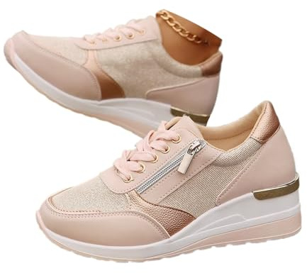 Damen-Sneaker mit Keilabsatz, Plateau-Schuhe, Schnürung, bequem, klassische Pumps, Sneaker, Schuhe, modischer Absatz, Keilabsatz, lässiger Reißverschluss
