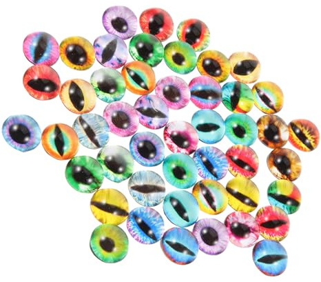 Uonlytech 100 Pièces Yeux en Verre Ronds Cabochon Dôme à Dos Plat pour Bijoux Faits Main, Facile à Appliquer, Éclat Solide, pour Projets Artisanaux et Créations D'yeux Réalistes