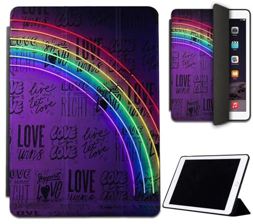Mixroom - Custodia per iPad (A16) 11 Pollici 11a Gen. Modello 2025 Cover per Apple iPad Smart Case Prottetiva Pieghevole Supporto Stand Disegno Love Arcobaleno M776