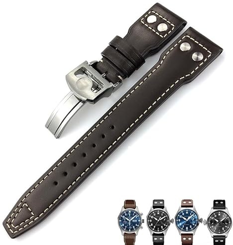 SAAWEE äkta läder kalvläder armband 21 mm 22 mm lämplig för IWC Big PILOT IW5009 IW5103 trådnagel klockarmband