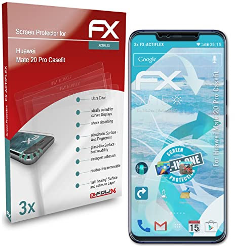 atFoliX Película Protectora compatible con Huawei Mate 20 Pro Casefit Protector Película, ultra claro y flexible FX Lámina Protectora de Pantalla (3X)