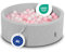 KiddyMoon 90X30cm/300 Bolas ∅ 7Cm Piscina De Bolas para Ninos Hecha En La UE, Gris Clr:Rosa Clr/Perla/Transparent