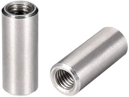 sourcing map M8 Round Connector Nuts, 304 Stainless Steel Coupling Nut 30mm/1.17inch Length,Pack of 10