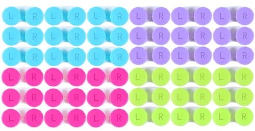 KISEER 36 Pack Colourful Cute Contact Lens Case Bulk Box Holder Container Soak Storage Kit (4 Color)