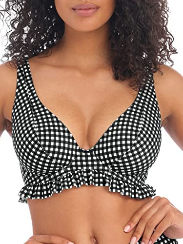 Freya Check in High Apex Bikini Top Monochrome Black 34GG