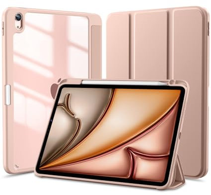 Vobafe Case for iPad Air 11 inch 6th/ Air 5th 10.9 inch / 4th Generation 10.9 with Pencil Holder (2024/2022/2020), Trifold Stand, Support Pencil 2nd Charging, Auto Wake/Sleep,Rose Pink