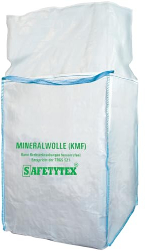 Safetytex KMF Big Bag 90x90x120 cm Mineralwolle Entsorgungssack (10 Stück) | Für Glaswolle, Mineralfaserabfälle, robust, reißfest, sicherer Transport, praktische Entsorgung, staubgeschützt
