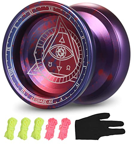 Lixada Professionelles Yoyo Competitive Aluminium Yoyo Ball mit 5 Schnüren und HandschuhZwei Sätze von Lagern, Nicht ansprechende Lager/empfindliche Lager Yo-Yo für Anfänger und professionelle Spieler