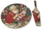 Piatto Porta Panettone Dolci di Natale con Paletta Spatola, Decorazioni Casa Idea Regalo Centro Tavola Natalizio in Ceramica, Diametro 27 Centimetri, Decoro Babbo Natale Rosso