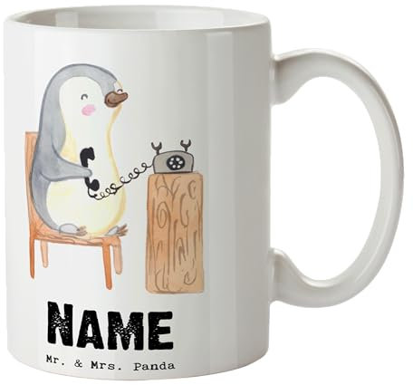 Mr. & Mrs. Panda Personalisierte Tasse Sekretär Herz - Personalisierte Geschenke, Geschenk, Rente, Drucken, Namenstasse, Kollegin, Tasse mit Namen,
