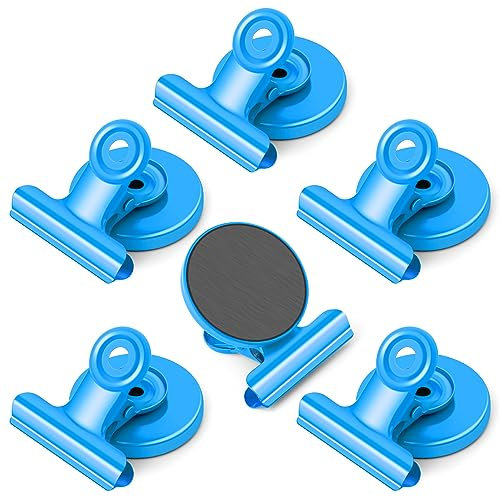 Magnetklammer, 6 Stück Blau Kühlschrankmagnete, Magnete für Magnettafel, Magnete mit Klammern, Kratzfreie Magnetische Klammern, Starke Magnet Klammern für Fotos, Aufkleber, Taschen