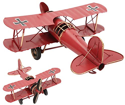 HERCHR Vintage Flugzeug Dekor, Metall Modell Retro Flugzeug, Kinder Spielzeug Geschenke, 21,3 cm/8,4 Zoll (Rot)