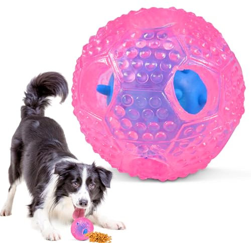 Dog Toy Balls, Treat Ball for Dogs, Dog Ball with Dental Care Nubs, Dog Toy Made of Natural Rubber, Robust Ball, 7.5 cm, Dog Toy Intelligence Ball for Small and Medium Dogs (Red)