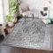 TAPISO Ritz Teppich Kurzflor Grau Beige Vintage Rosette Waschbarer Teppich rutschfest Dünn Indoor Wohnzimmer Schlafzimmer Küche ÖKO-TEX 160 x 220 cm