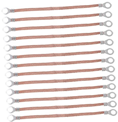 Uonlytech 100piezas Cable De Conexión De Cobre Trenzado Redondos Para Tierra Strap De Conexión De Tierra Para Aplicaciones Industriales y Electrónicas Longitud Flexible y
