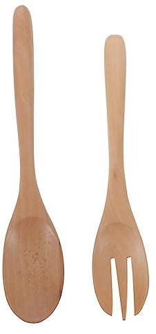 SHOWERORO 1set Cucchiaio e Forchetta per Insalata Legno Utensili per Servire Insalata con Manico Superficie Liscia Sicuri per Adulti