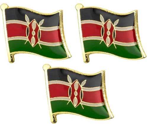 3 X Kenya National Country Flag Lapel Metal Enamel Pin Badge