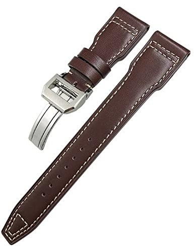 QTYQWC 20 mm Echtlederarmband für IWC Big Pilot Watch Mark 18 Spitfire Hamilton, weiches Rindslederarmband