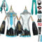 bbganlian Anime H'atsune M'iku Cosplay Kostüm Outfit Rollenspiel Uniform Komplettes Set Halloween Karneval Party Dress Up Anzug mit Perücke Kopfschmuck Kopfhörer für Frauen (XL)