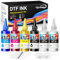 Oritdge DTF Tinte Premium 600ML für DTF Film Transfer Ink kompatibel mit Epson 8500 L1800 L800 ET-8550 ET-8500 DX7 DX5 ET-2850 XP-15000 XP600 R1390 R2400 1400 1430 I3200 (100ml x 6 /CMYK+2WH)